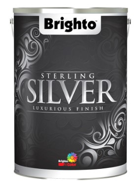 Brighto Silver Leaf Luxury Finish – Silver Metallic Decorative Coating for Modern Interior Accent & Feature Walls